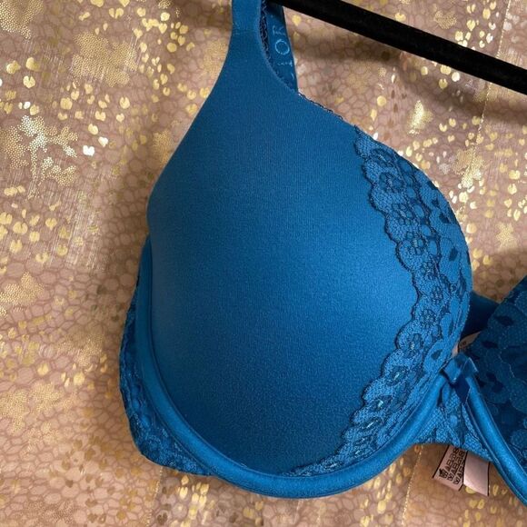 Victorias Secret Body By Victoria Perfect Shape Blue Lace Bra, 34D - Picture 4 of 6